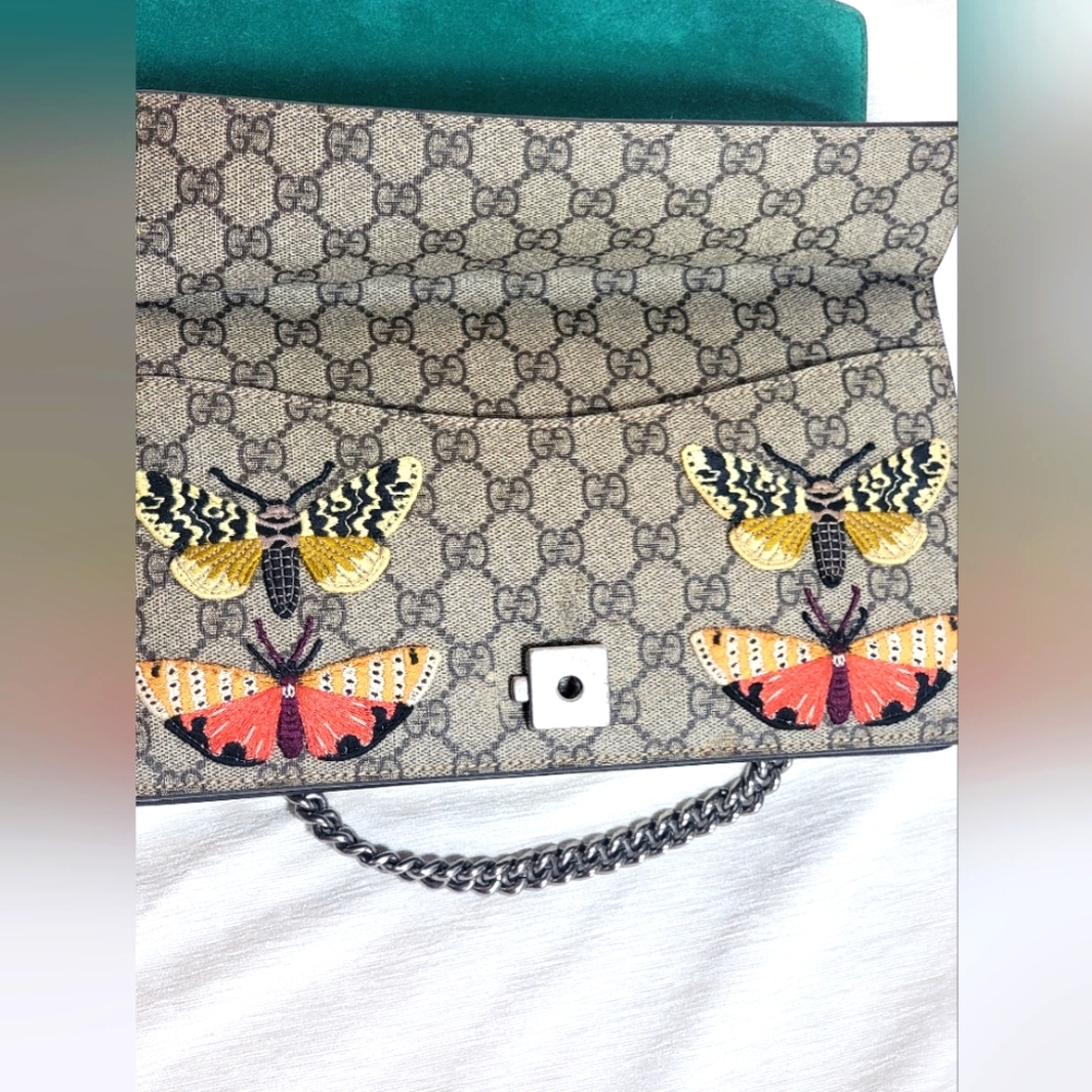 Auth💞GG Supreme Monogram Willow Hill Embroidered Dionysus Shoulder Bag - Picture 7 of 16